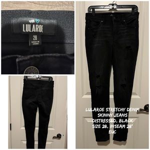 LULAROE Black SKINNY FIT distressed stretch jeans-Plus Size 28. (size 8-10 Ish).